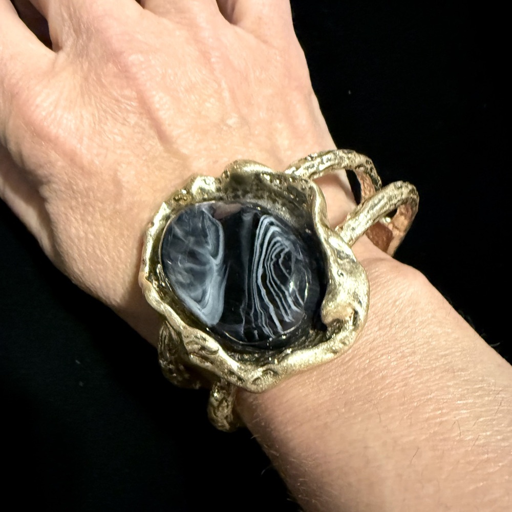 ShopEvelynne Gold and Black Statement Bracelet